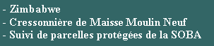 Zone de Texte: - Zimbabwe- Cressonnire de Maisse Moulin Neuf- Suivi de parcelles protges de la SOBA