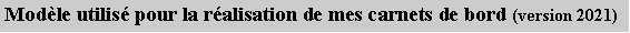 Zone de Texte: Modle utilis pour la ralisation de mes carnets de bord (version 2021)