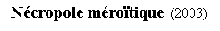 Zone de Texte: Ncropole mrotique  (2003)