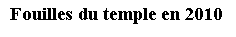 Zone de Texte: Fouilles du temple en 2010